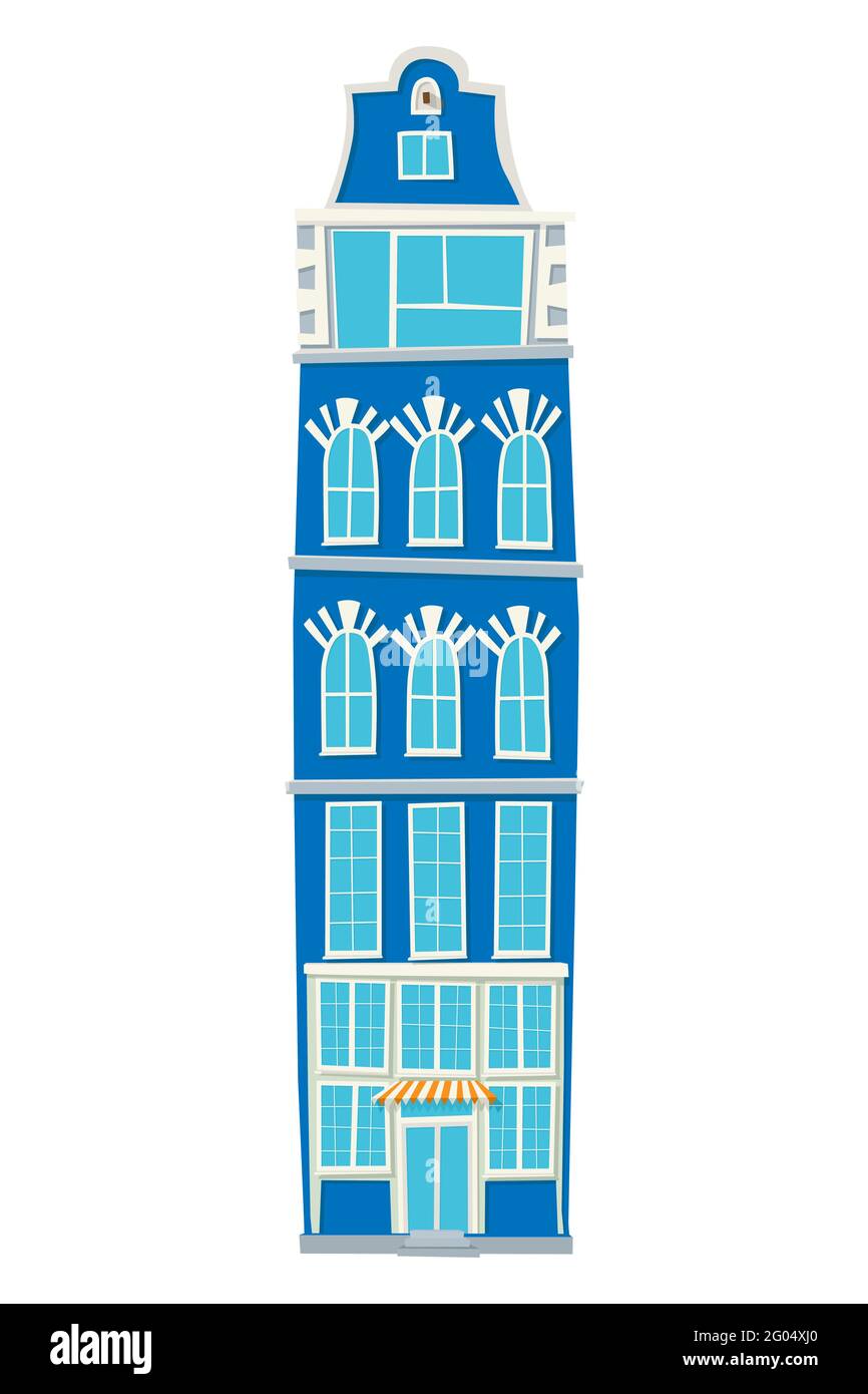 Maison de dessin animé Vector dans le style hollandais traditionnel sur blanc arrière-plan Illustration de Vecteur