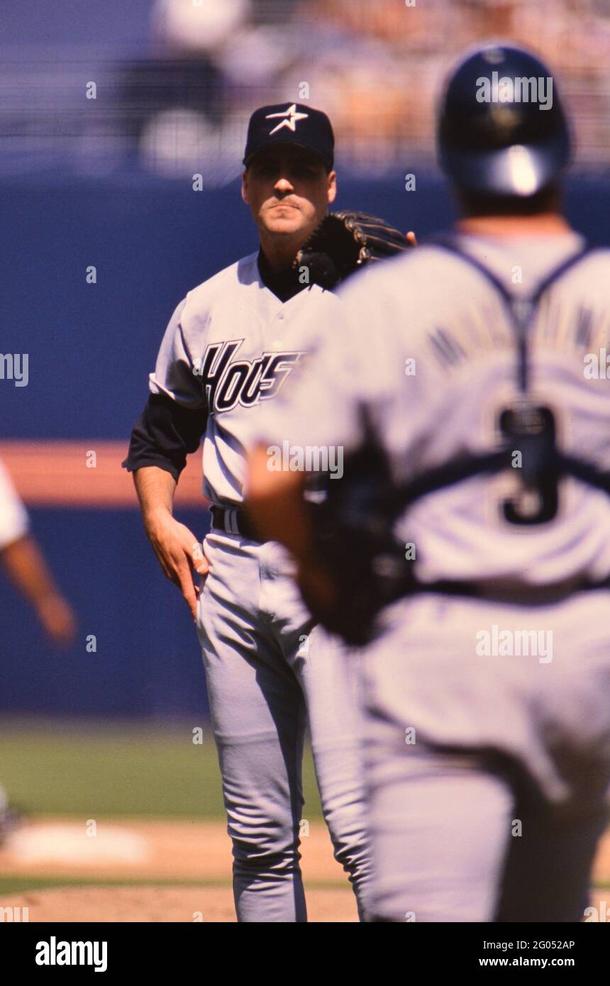 Le lanceur d'Astros de Houston Darryl Kile sur la plaie -- Veuillez créditer le photographe Kirk Schlea Banque D'Images