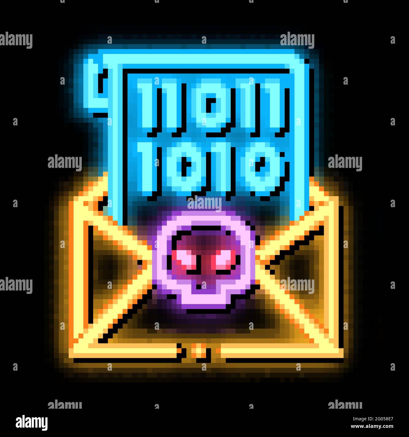 Illustration de l'icône de néon de code binaire Illustration de Vecteur