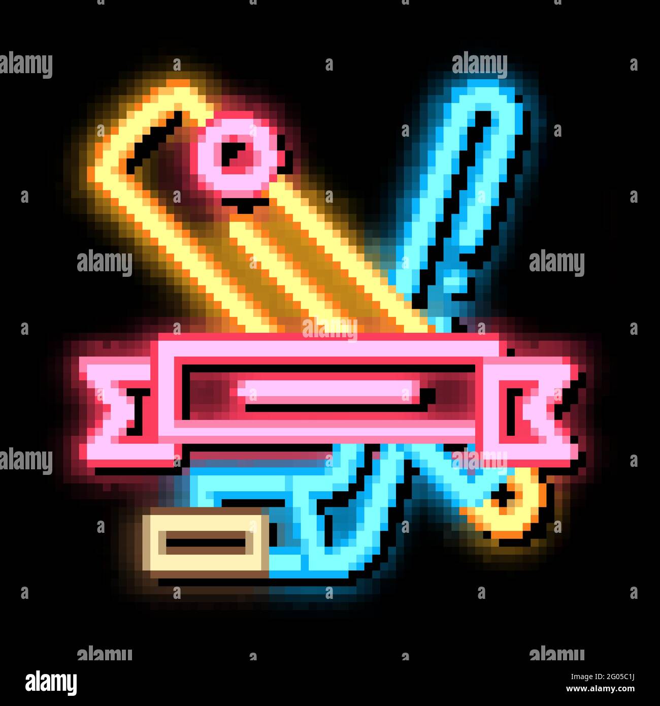 Illustration de l'icône néon de la leçon de hockey sur gazon Illustration de Vecteur