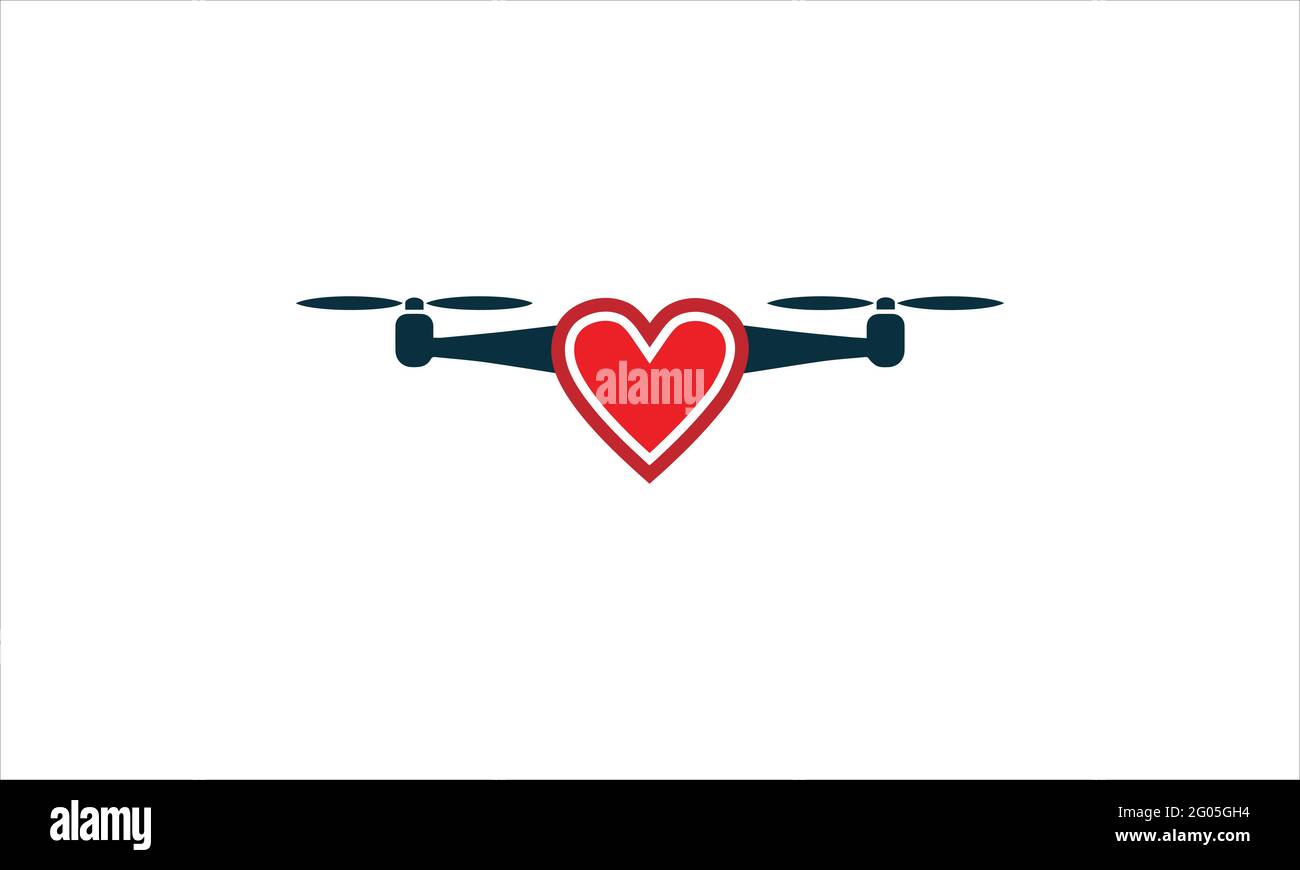 Logo de drone coeur isolé sur fond blanc modèle d'illustration de vecteur Illustration de Vecteur