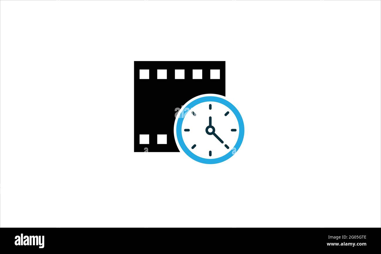 Bande avec horloge ou icône d'heure de film logo illustration modèle Illustration de Vecteur