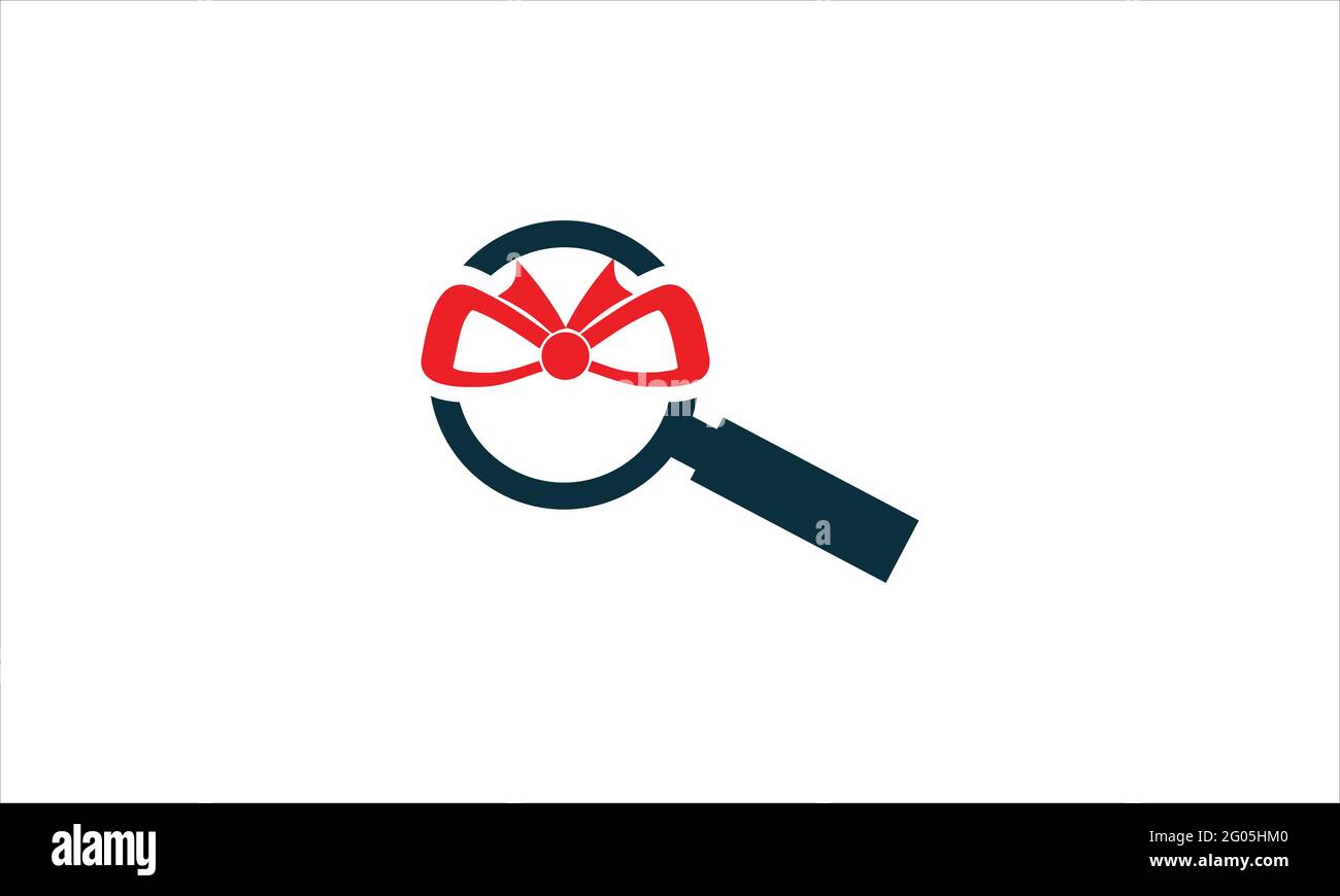 Ruban cadeau avec recherche icône loupe logo illustration Illustration de Vecteur