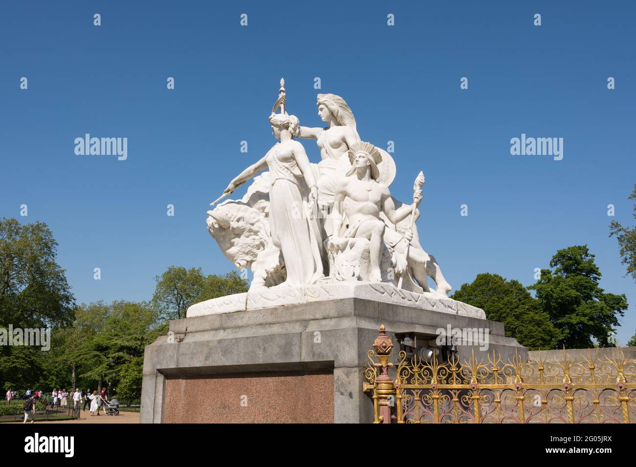 La sculpture Albert Memorial America par John Bell, Kensington Gardens, Kensington, London, W8, Angleterre, Royaume-Uni Banque D'Images