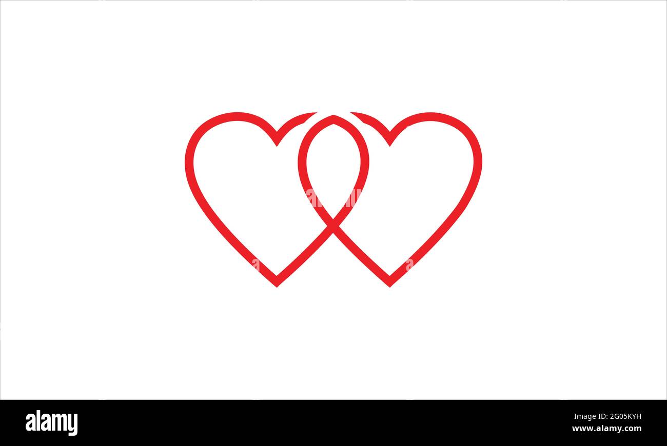 Deux icônes en forme de coeur d'amour peintes logo dessin vectoriel illustration Illustration de Vecteur