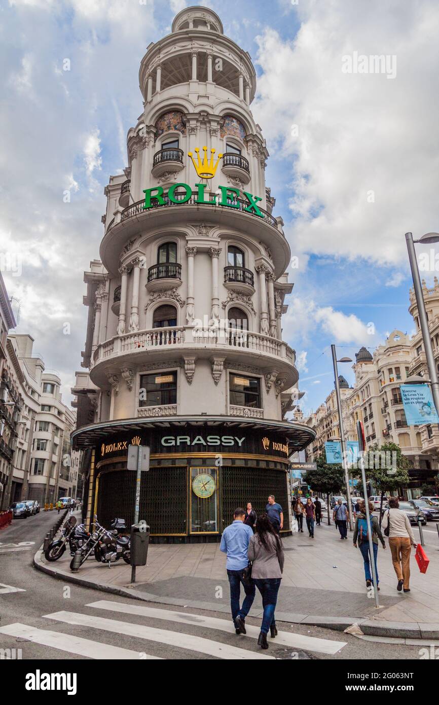 MADRID, ESPAGNE - 22 OCTOBRE 2017 : bâtiment herbeux dans le centre de Madrid. Banque D'Images