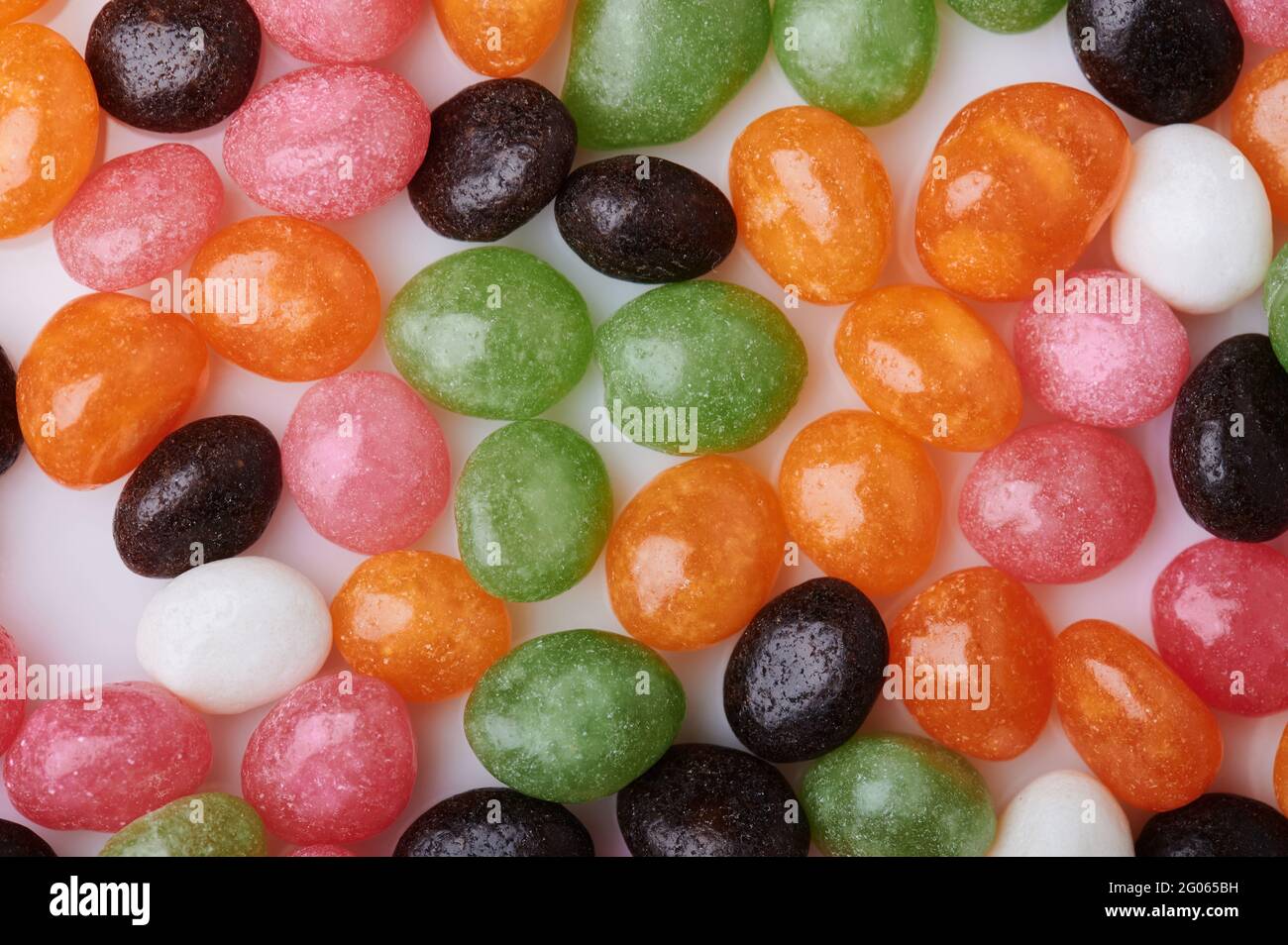 Boules de gelée en sucre colorées macro vue rapprochée Banque D'Images