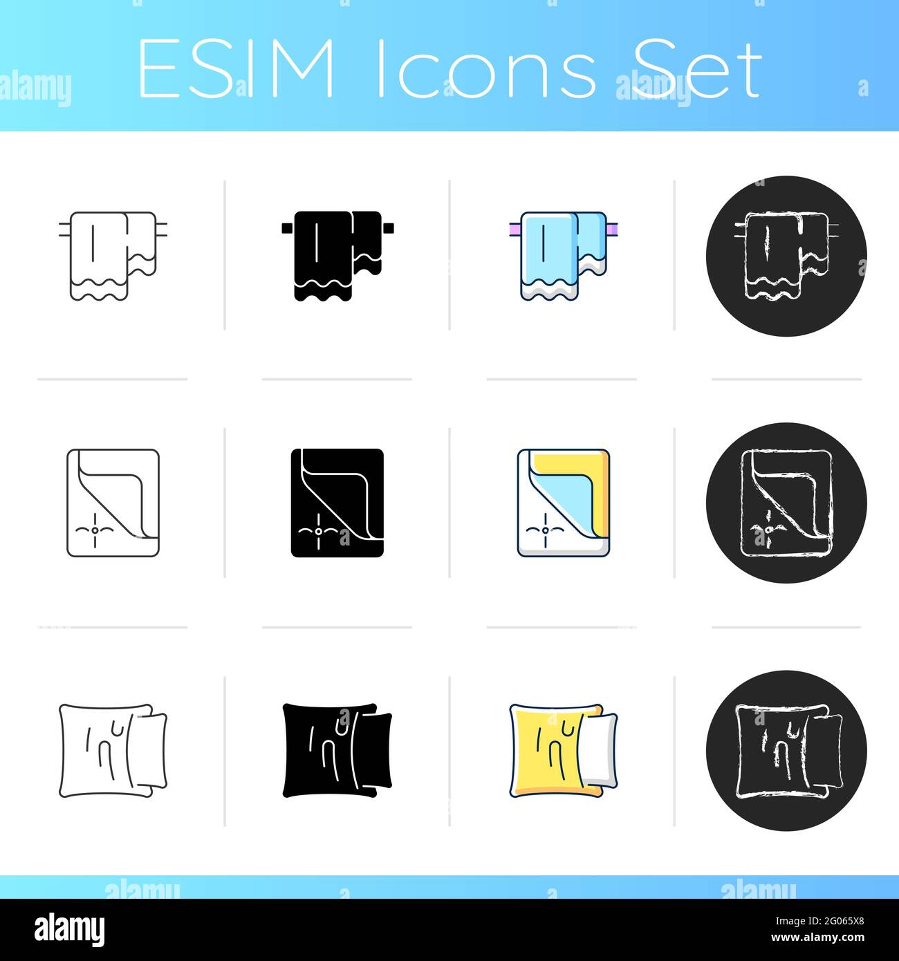 Ensemble de produits textiles pour icônes de maison Illustration de Vecteur