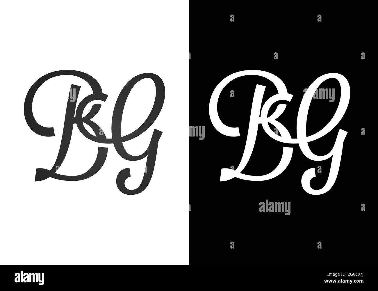 Modèle de vecteur de conception de logo B G de la lettre initiale du monogramme. Logo B G Letter Illustration de Vecteur
