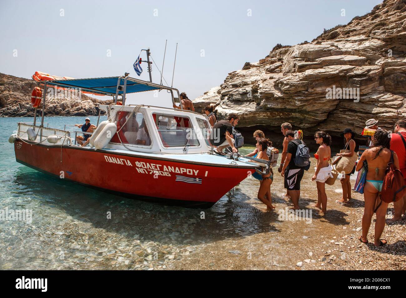 Plage de Livadaki, île de Folegandros, Cyclades, Mer Egéé, Grèce, Europe Banque D'Images