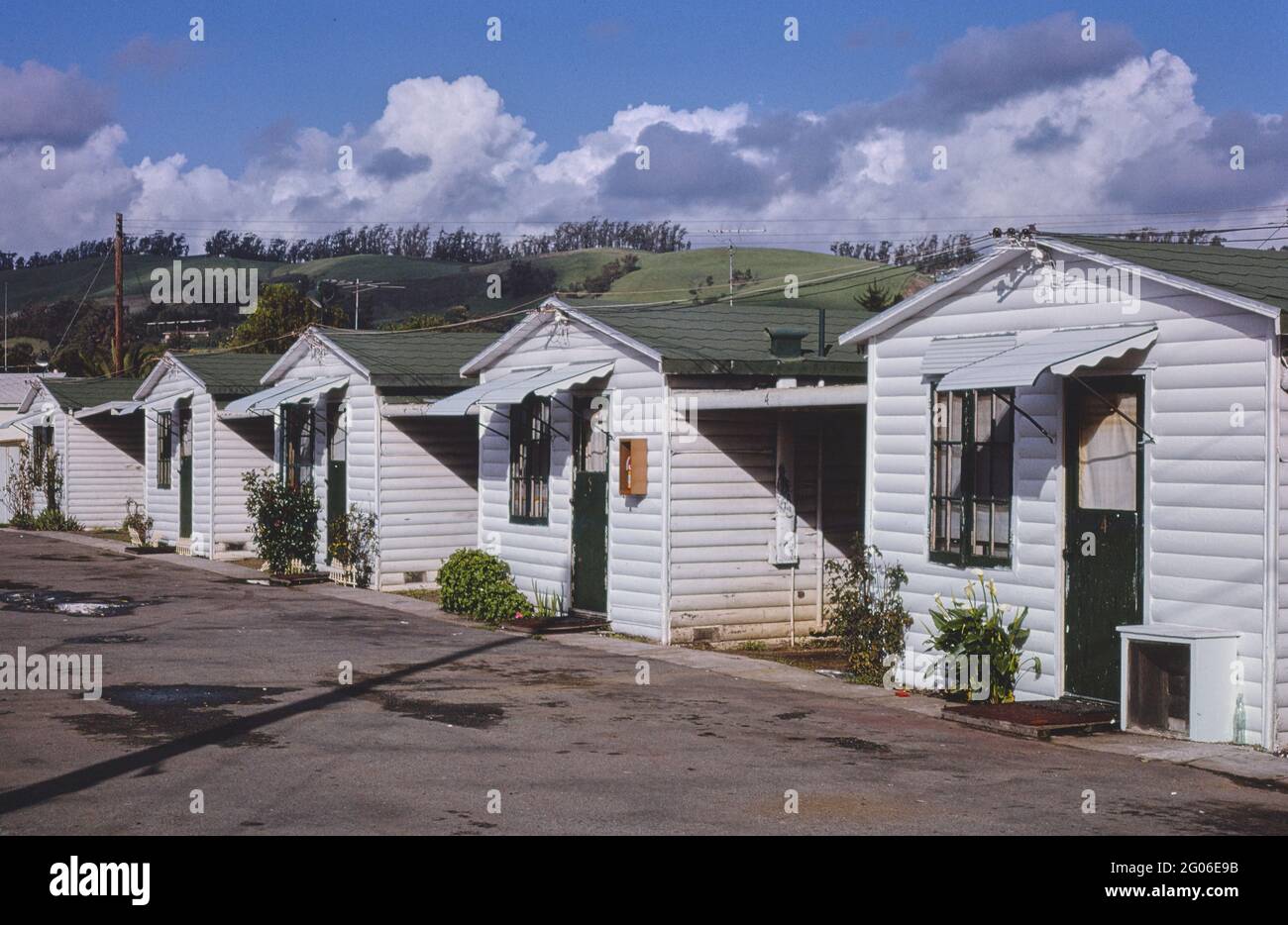 Années 1970 États-Unis - Log Cabin Motel, San Leandro, Californie 1977 Banque D'Images