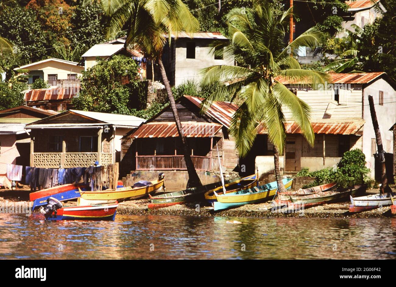 Années 1990 Sainte-Lucie (Caraïbes orientales) - Soufrière ville, près des Pitons ca. 1994 Banque D'Images