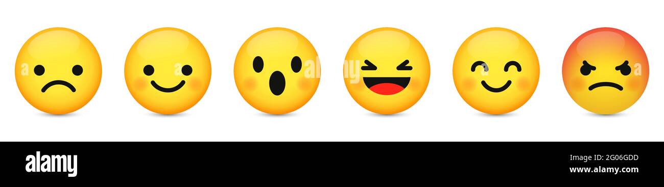 Ensemble de l'icône emoji mignonne. Conception de réseaux sociaux. Illustration vectorielle isolée sur blanc Illustration de Vecteur