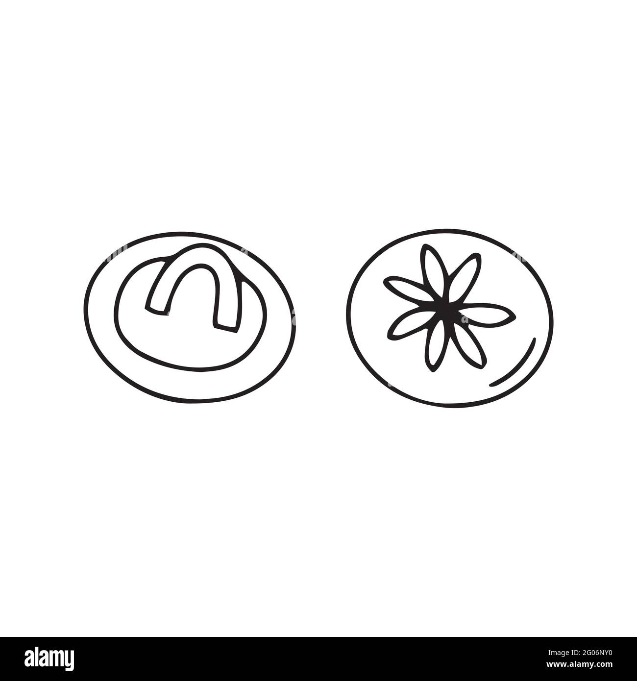 Petits boutons ronds à motif fleuri. Illustration vectorielle noire et blanche isolée en forme de doodle. Élément de couture, accessoire de décoration pour vêtements Illustration de Vecteur