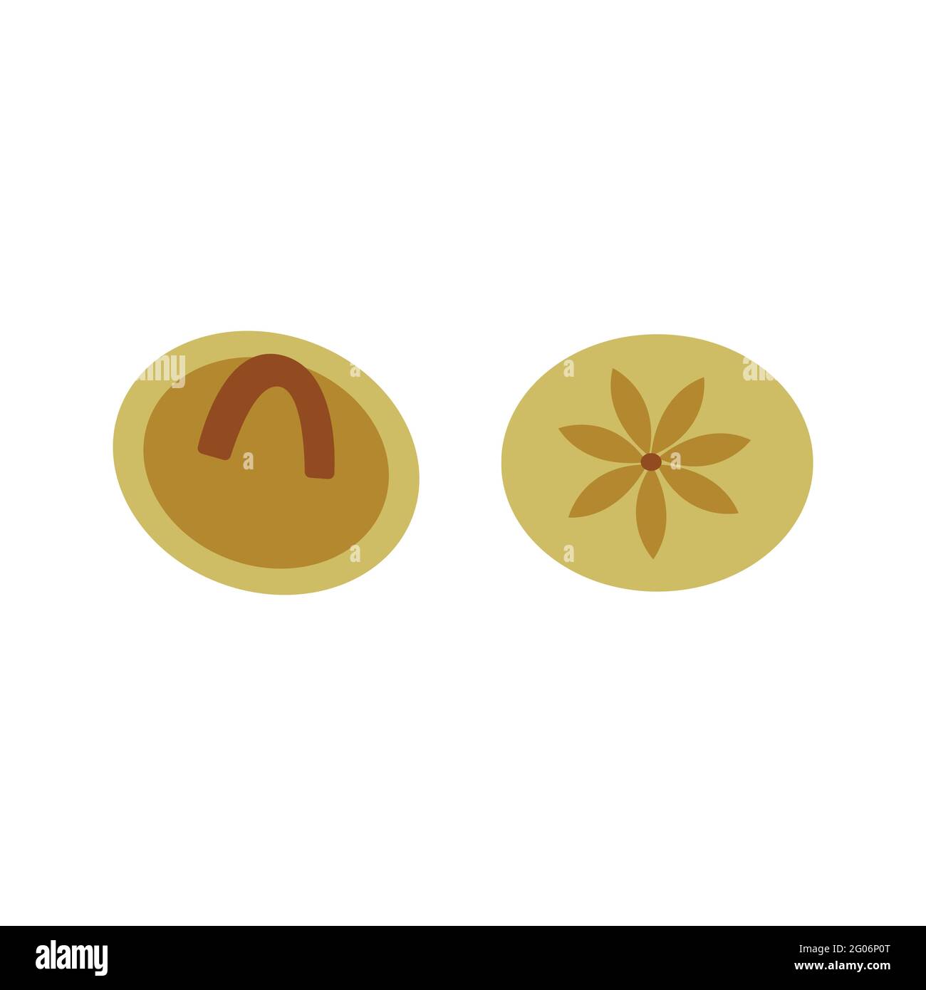 Petits boutons ronds à motif fleuri. Illustration vectorielle colorée de style dessiné à la main isolée. Élément de couture, accessoire de décoration pour vêtements Illustration de Vecteur
