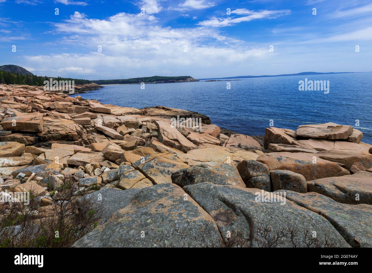 Thunder Hole et vue sur l'océan Atlantique dans le parc national Acadia Banque D'Images