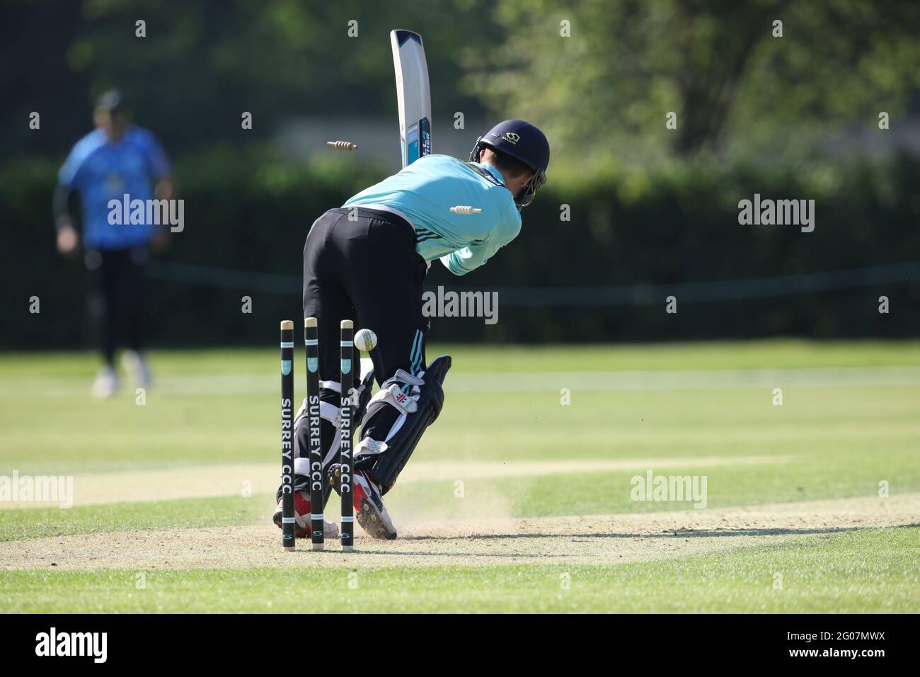 1er juin 2021. London,UK.Dyer est sous l'égide de Mills comme Surrey prendre Sussex dans le 2e XI T20 - South Group cricket match au sol de LSE à New Malden. David Rowe/ Alamy Live News. Banque D'Images