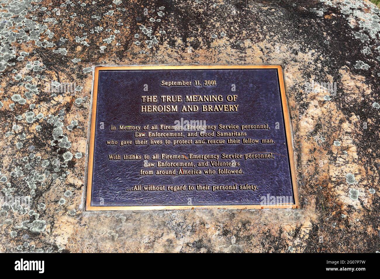 9/11 plaque commémorative cimetière de Yaphank long Island New York Banque D'Images