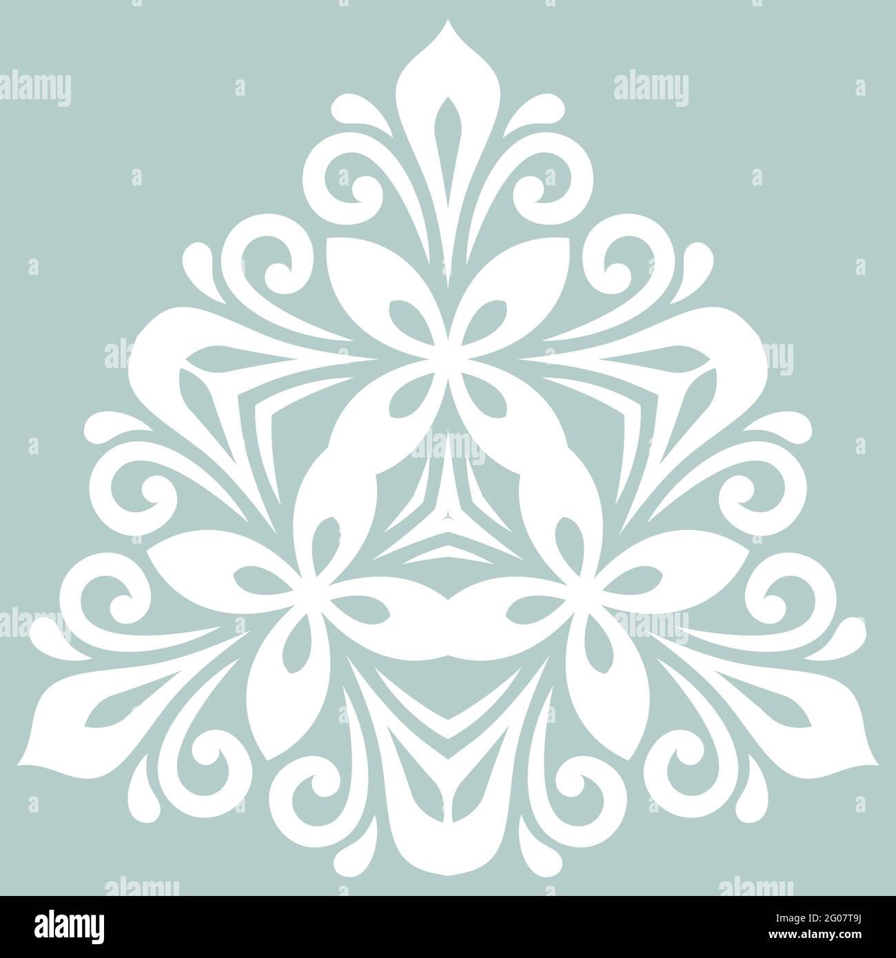 Motif blanc triangulaire oriental avec éléments arabesques et floraux. Décoration classique traditionnelle. Motif vintage avec des arabesques Banque D'Images