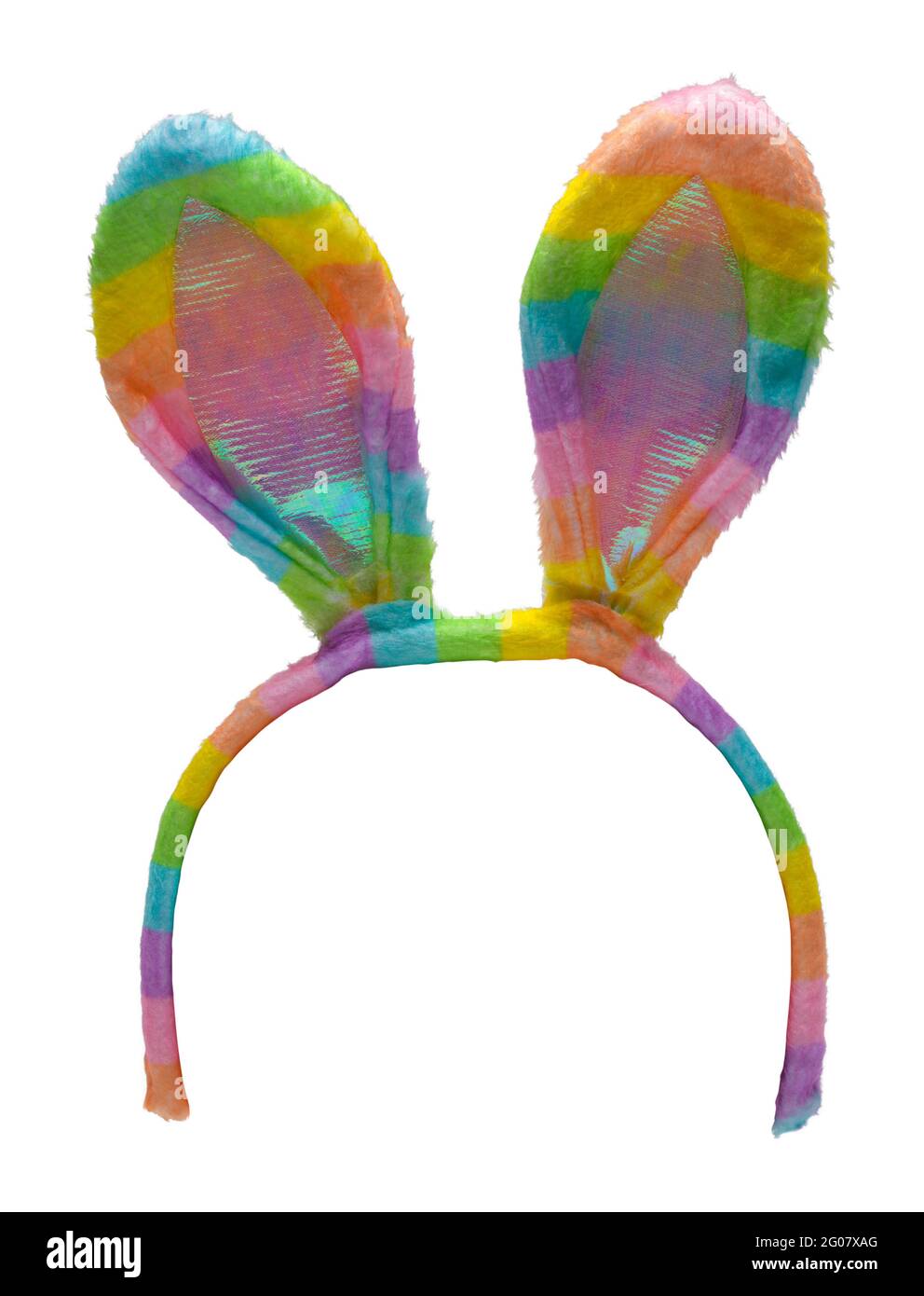 Les oreilles de lapin colorées se découpés sur le blanc. Banque D'Images