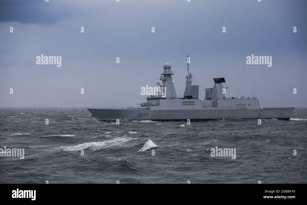 Le destroyer 'Forbin' de la Marine nationale (Marine française) en mer Banque D'Images
