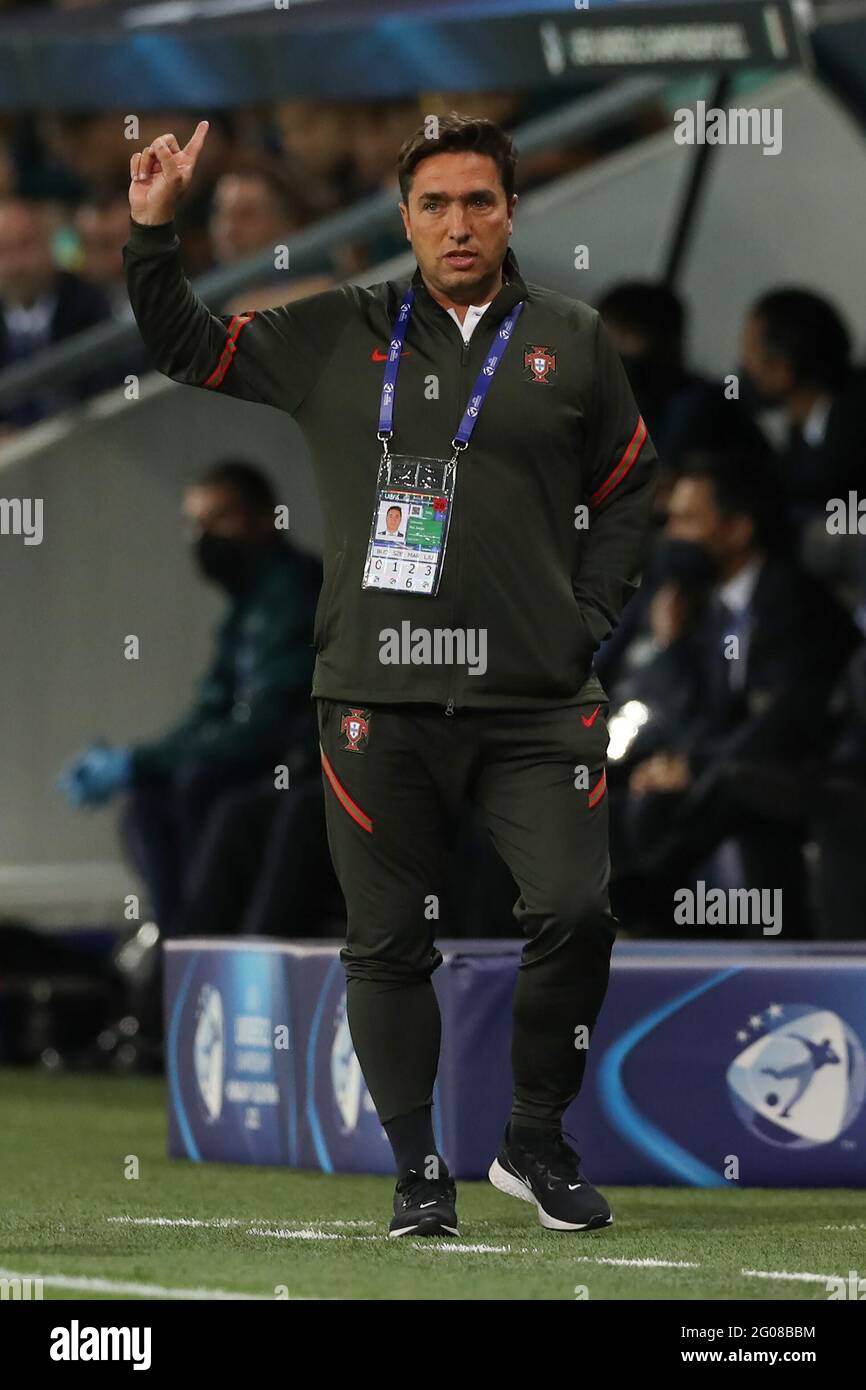 Ljubljana, Slovénie, le 31 mai 2021. Rui Jorge l'entraîneur-chef du Portugal réagit lors du match 2021 des Championnats U21 de l'UEFA à Stadion Stoczicw, Ljubljana. Le crédit photo devrait se lire: Jonathan Moscrop / Sportimage Banque D'Images