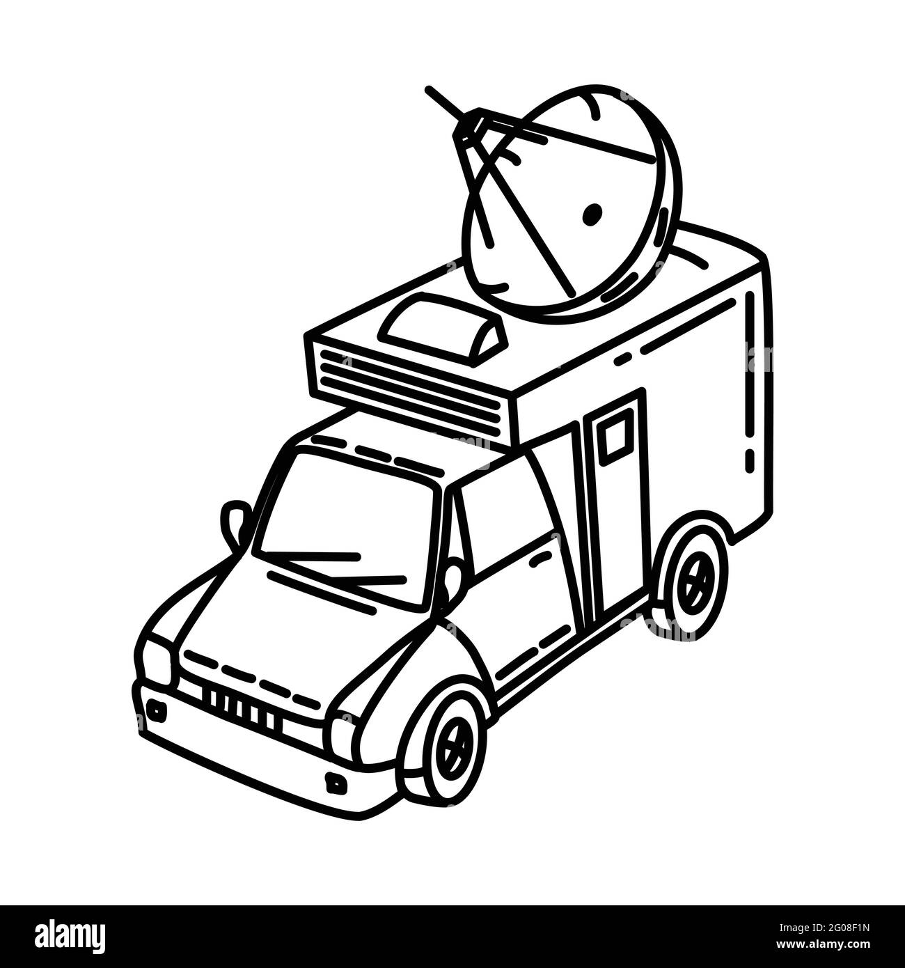 Chariot de télévision par satellite en tant qu'équipement de télécommunication icône dessinée à la main définir le vecteur. Illustration de Vecteur