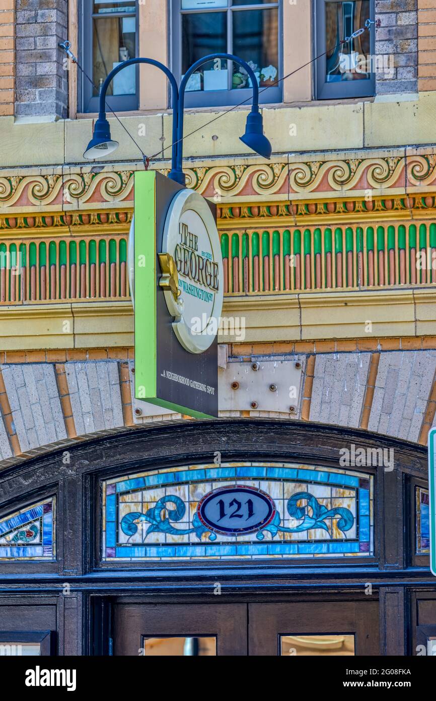 Hôtel Dreyfus, 121 Washington Street, construit en 1890 et rénové en 1917 par William R Walker & son. Le restaurant George on Washington occupe maintenant le grou Banque D'Images