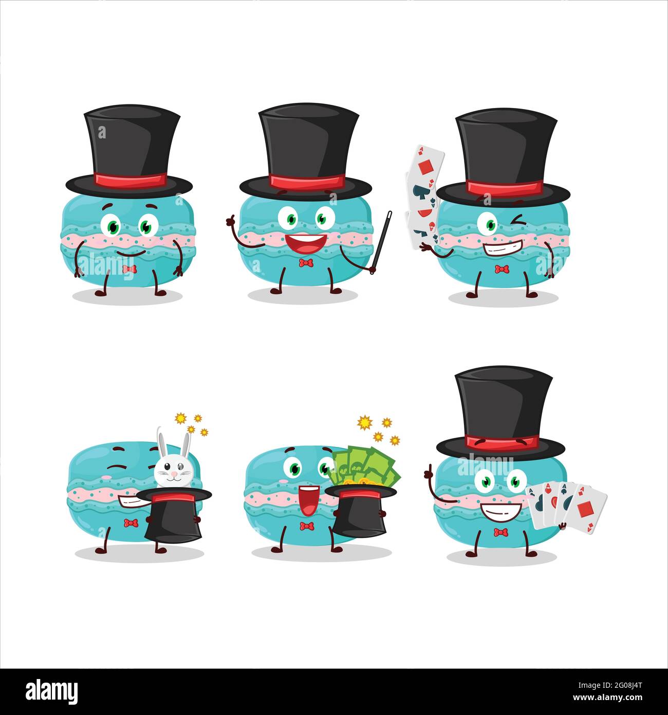 Un macaron macaron Magicien de myrtille se produire sur une scène. Illustration vectorielle Illustration de Vecteur