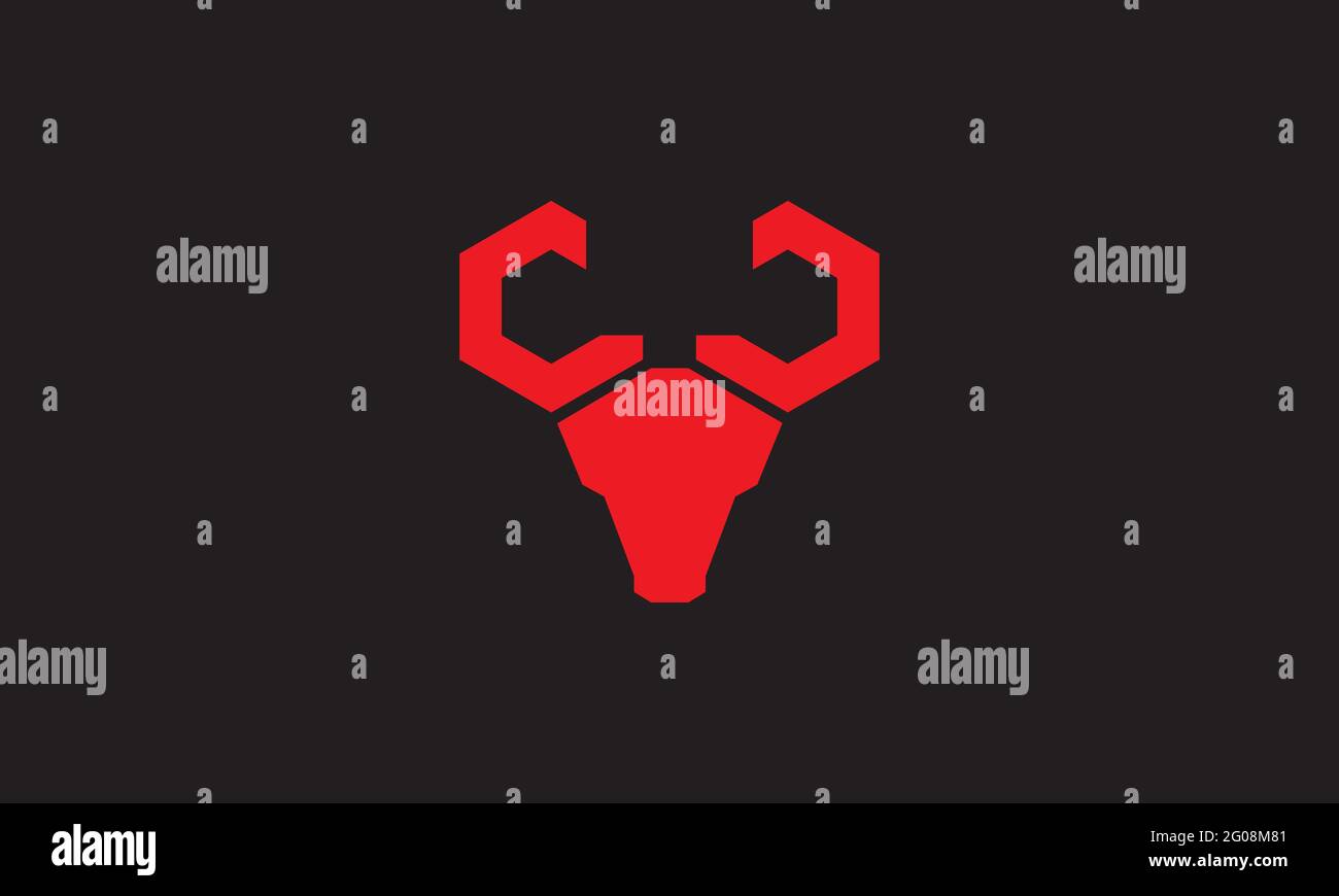 tête de vache avec logo unique en forme de corne symbole icône vecteur illustration graphique conception Illustration de Vecteur