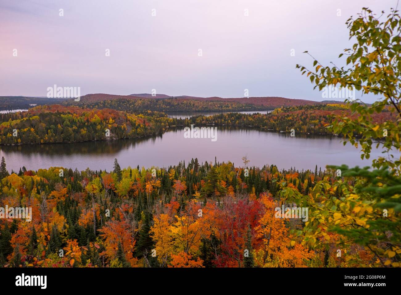 Couleurs d'automne le long de la piste de randonnée supérieure à Caribou Lake, dans le nord du Minnesota, aux États-Unis Banque D'Images