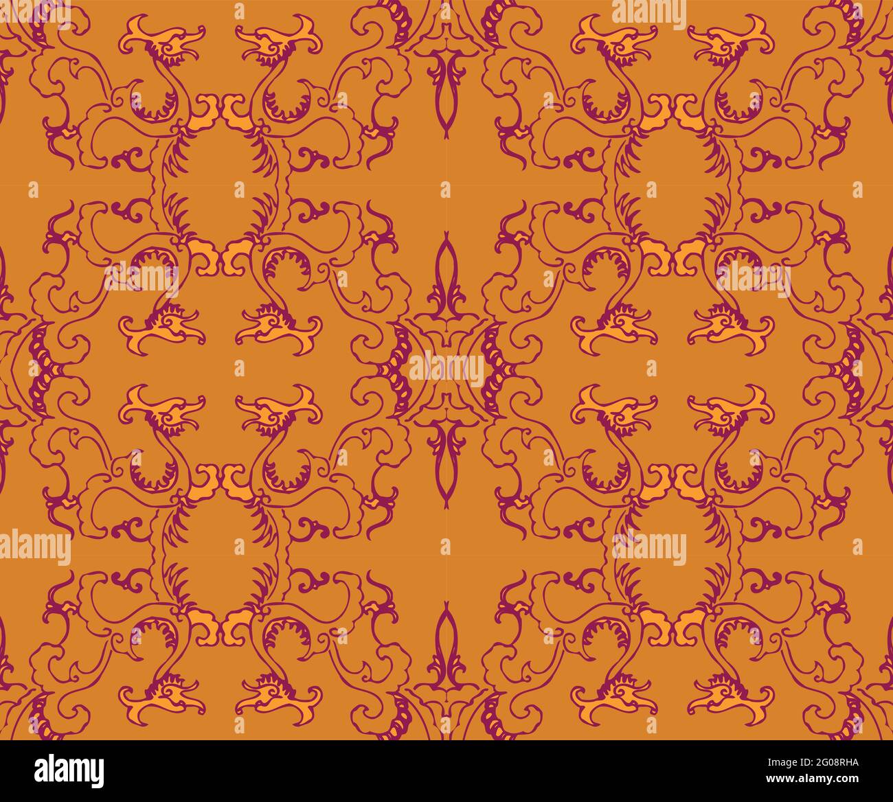 Motif oriental vectoriel sans couture. Motif floral traditionnel pour le tissu, le papier peint et les fonds d'écran. Créatures ornementales, plantes et animaux. Illustration de Vecteur
