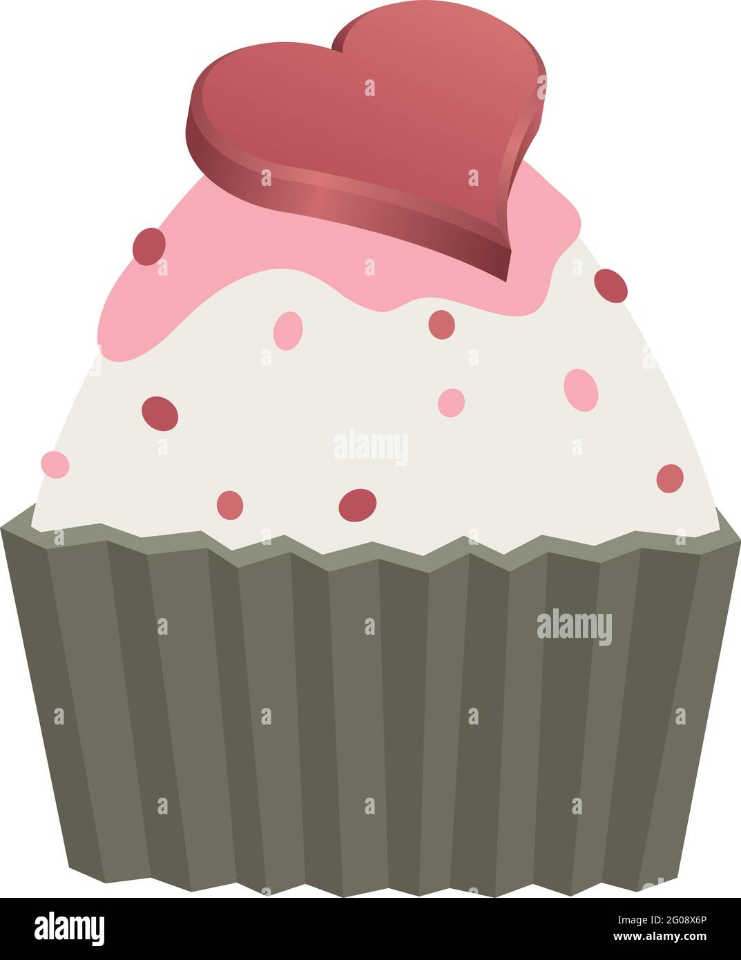 Illustration vectorielle d'un délicieux cupcake avec un coeur de fraise. Illustration de Vecteur