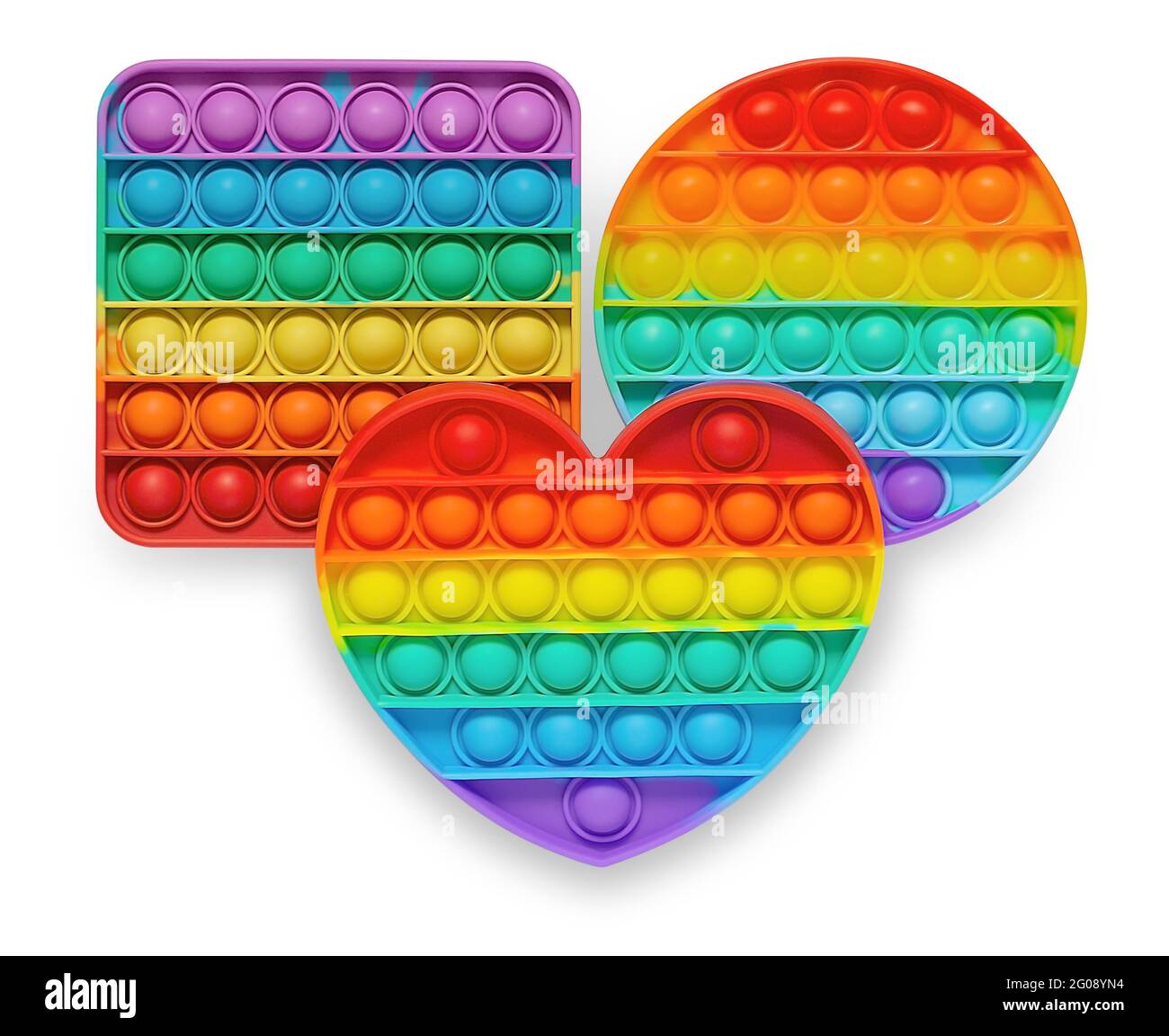 Jeu de jouets en silicone antistress pour enfants, il est isolé sur blanc Banque D'Images