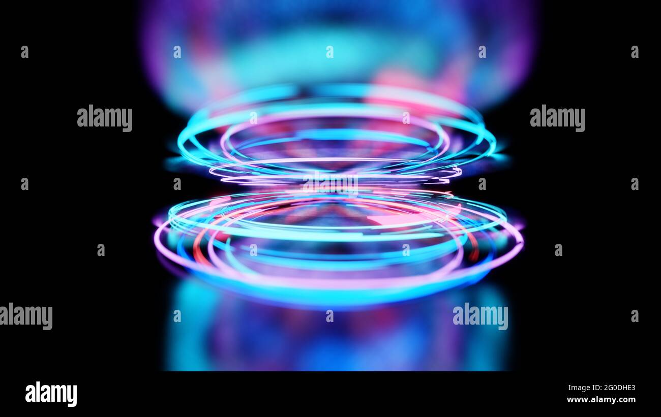 rendu 3d, lignes lumineuses, réflexion, arrière-plan abstrait Banque D'Images