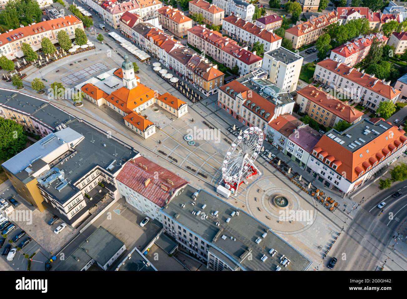 Vieux marché à Bialystok vue aérienne de la ville, Pologne Banque D'Images