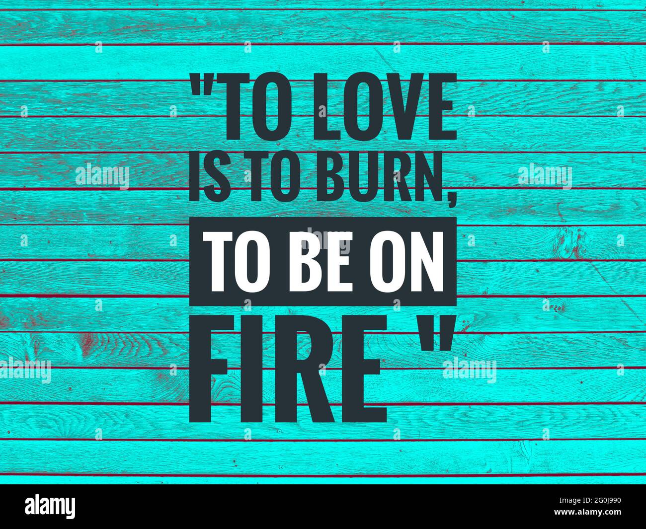 Citation D Amour L Amour Est De Bruler D Etre Sur Feu Avec Fond En Bois Vert Photo Stock Alamy