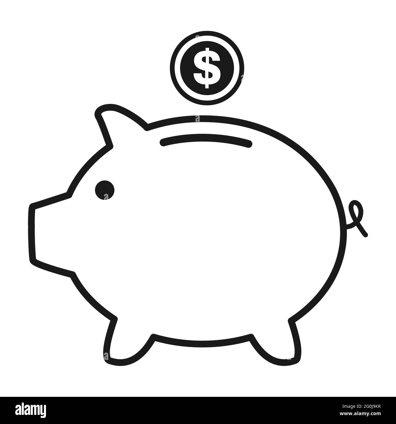 Image vectorielle plate de la banque de porc avec symbole de dollar. Revenu monétaire . Illustration de Vecteur