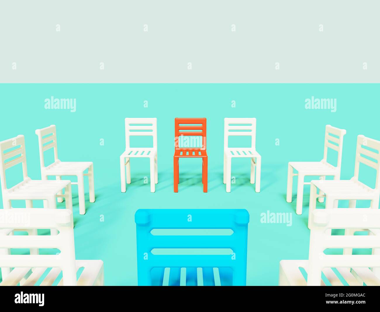 Motif 3d moderne avec chaise rouge bleue sur fond clair. Modèle vectoriel d'arrière-plan de texture de motif artistique. Arrière-plan de texture bois. Bleu foncé Banque D'Images