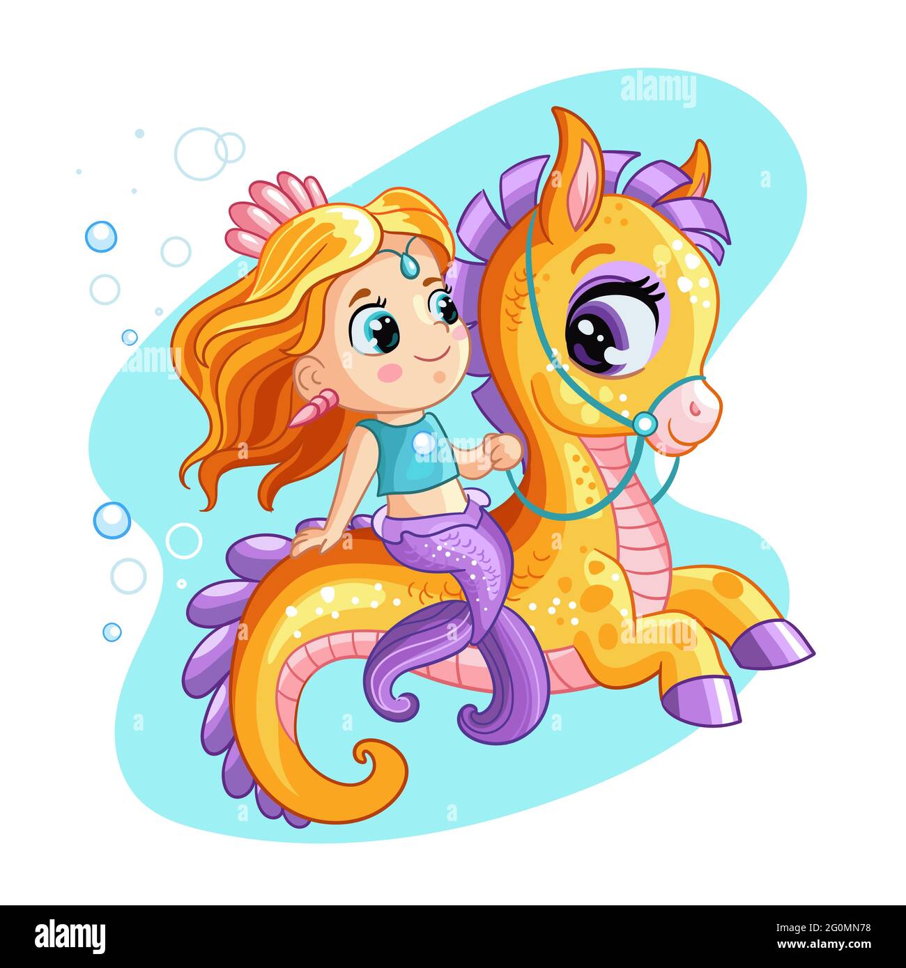 Mignonne petite sirène à cheval sur un fabuleux cheval de mer. Un personnage de dessin animé. Illustration vectorielle isolée sur fond blanc. Pour t-shirt, imprimé et de Illustration de Vecteur Mignonne petite sirène à cheval sur un fabuleux cheval de mer. Un personnage de dessin animé. Illustration vectorielle isolée sur fond blanc. Pour t-shirt, imprimé et de Illustration de Vecteur