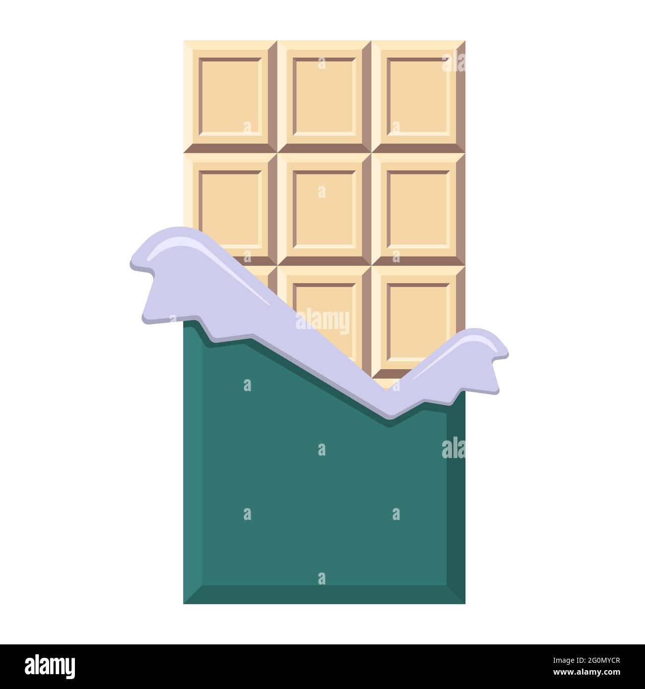 Barre de bonbons plate dans l'emballage ouvert avec espace pour les copies pour logo, menu, emblème, modèle, Web, autocollants, imprimés Illustration de Vecteur