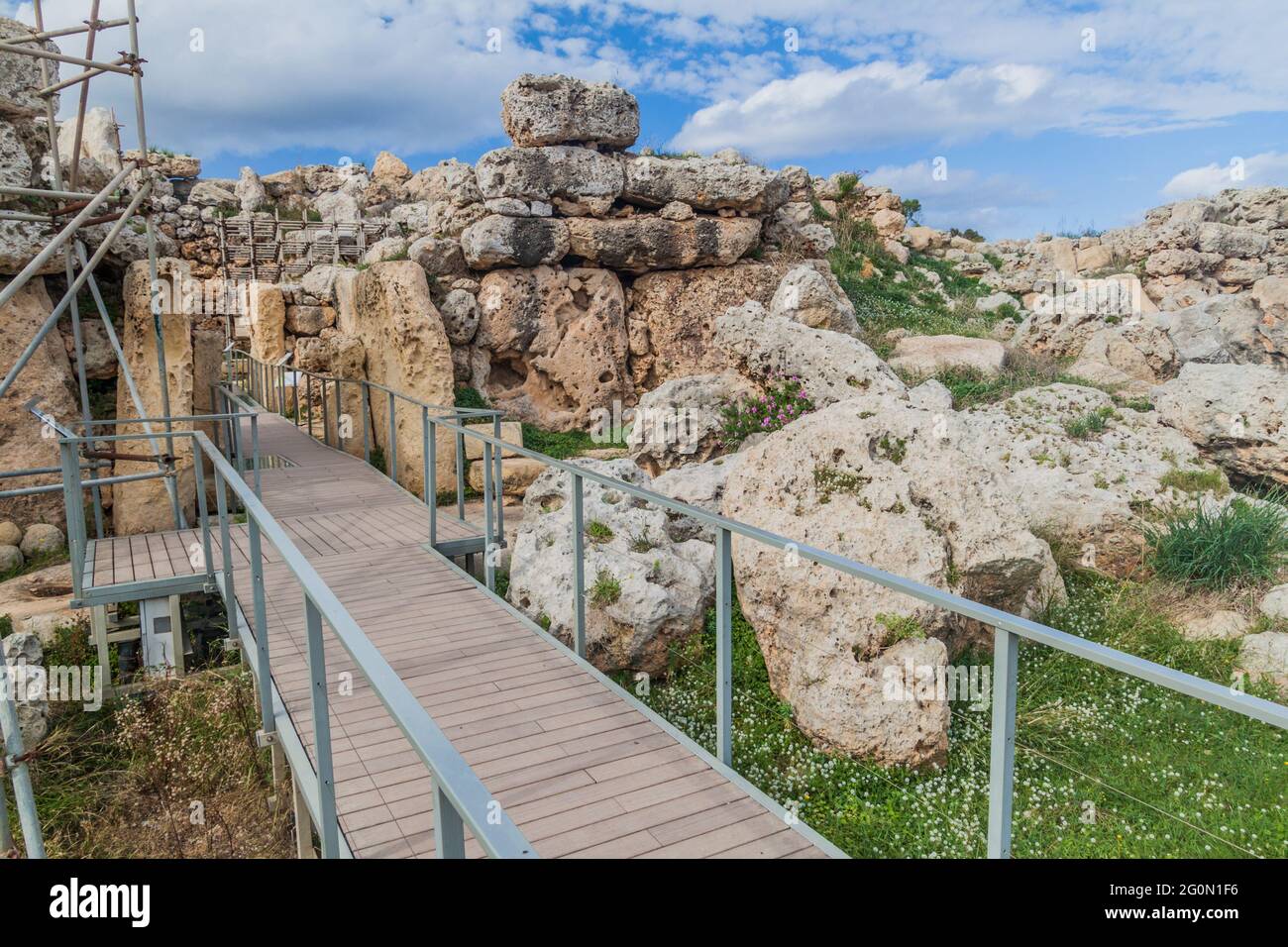 Complexe de temples mégalithiques Ggantija près du village de Xaghra sur l'île de Gozo, Malte Banque D'Images