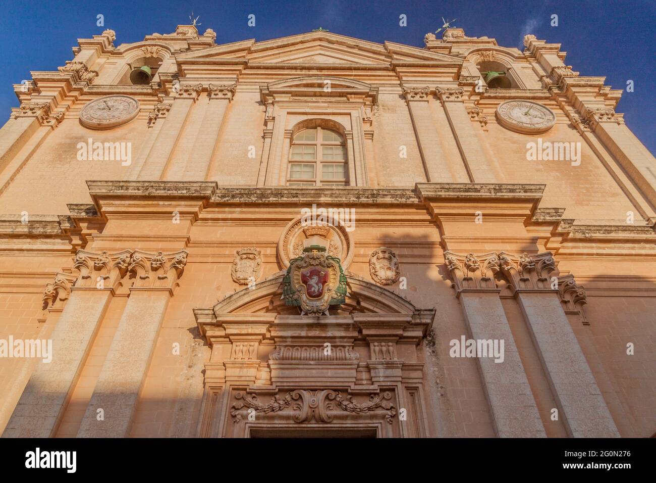 Cathédrale Saint-Paul dans la ville fortifiée de Mdina, dans la région nord de Malte Banque D'Images