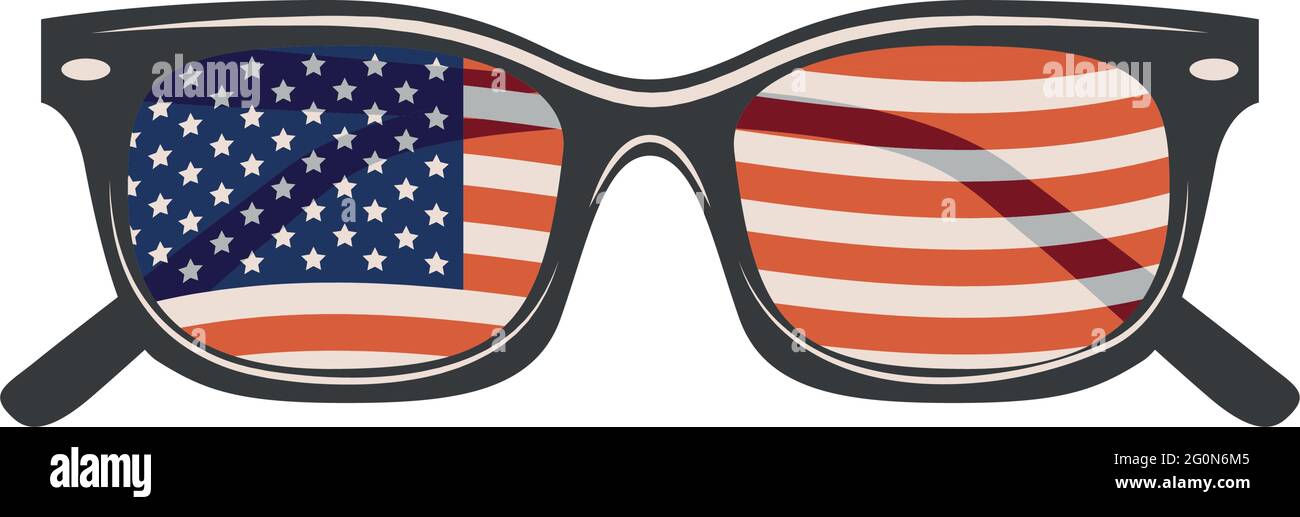 lunettes avec icône drapeau usa Image Vectorielle Stock - Alamy