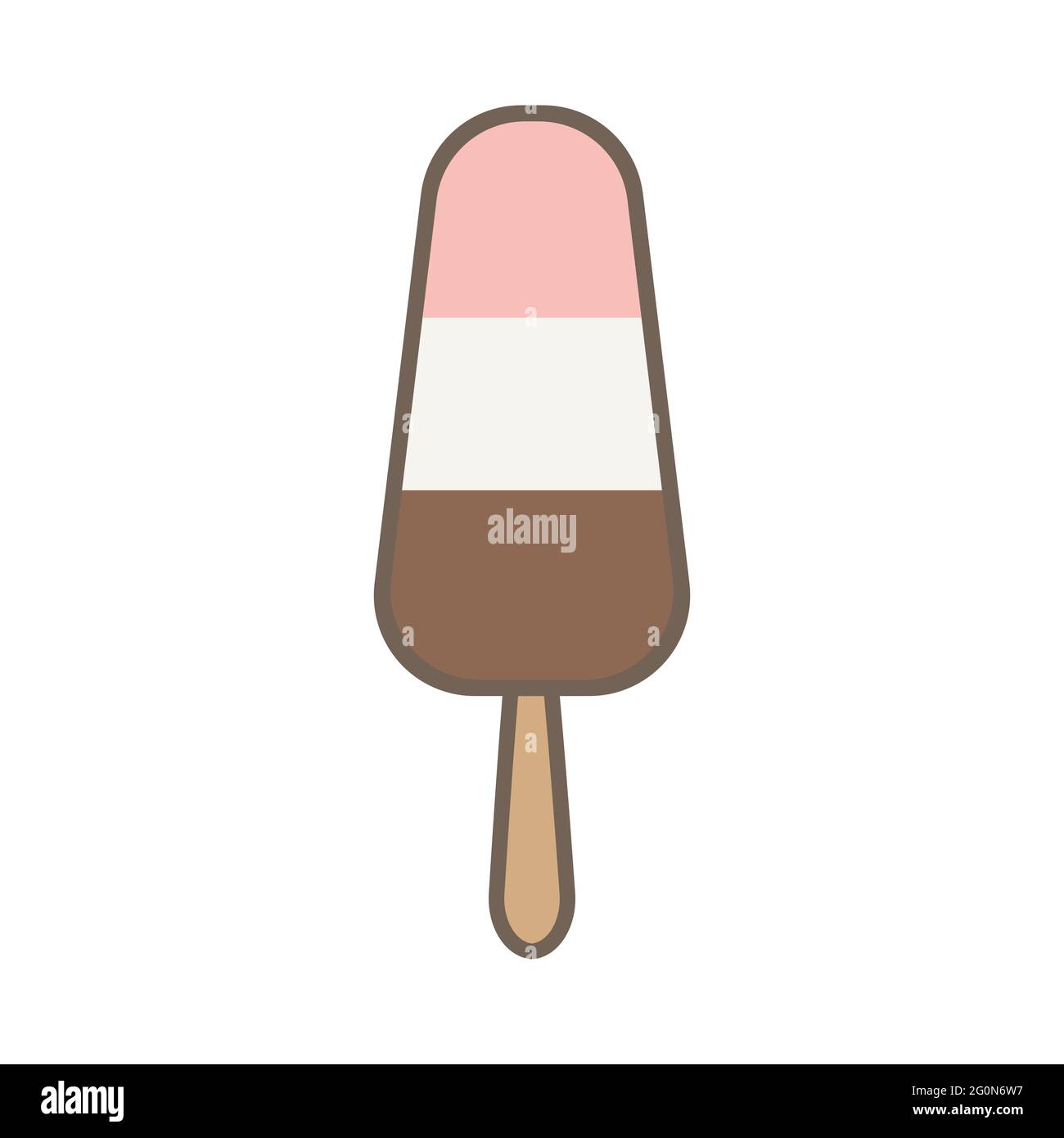 Icône crème glacée simple vecteur plan logo. Crème glacée au chocolat, à la vanille et au rose coloré. Illustration vectorielle glace popsicle lally sur un bâton. Illustration vectorielle dessinée à la main Illustration de Vecteur
