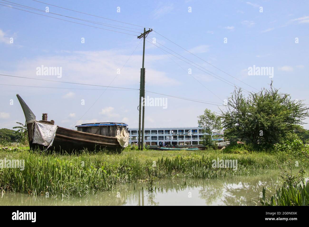 Bhola, Bangladesh : terminal de ferry de Letra situé sur les rives d'une petite rivière appelée Maya, Char fasson Bhola. Banque D'Images