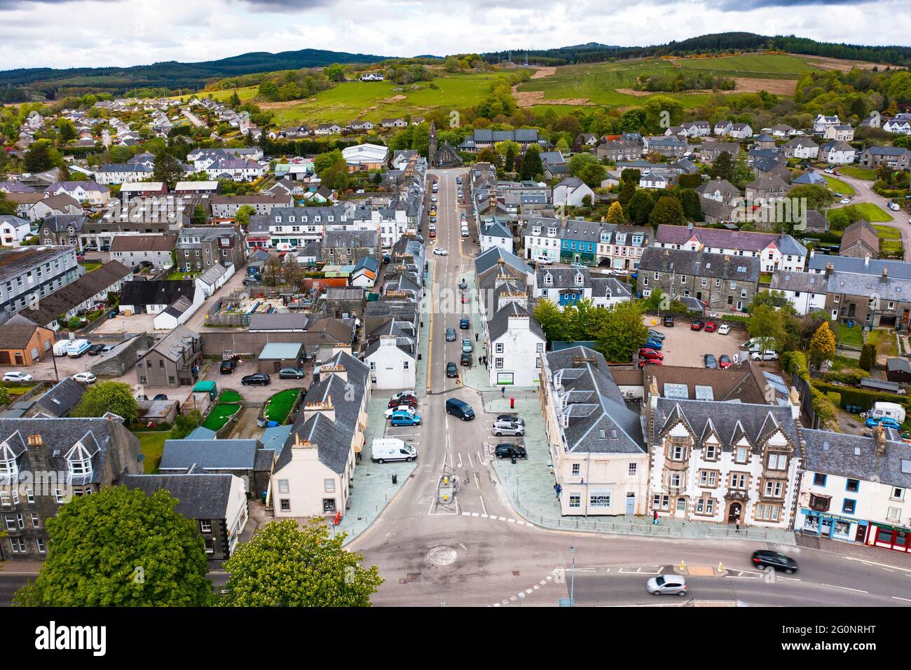 Vue aérienne de Lochgilphead à Argyll et Bute, Écosse, Royaume-Uni Banque D'Images