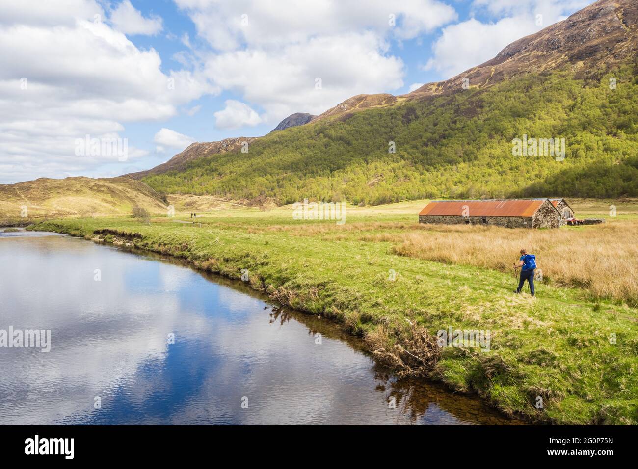 Marcher sur le circuit Glen Affric. D'un commun accord, Glen Affric est le plus beau des glens écossais. Il dispose d'une fabuleuse variété de paysages et moi Banque D'Images