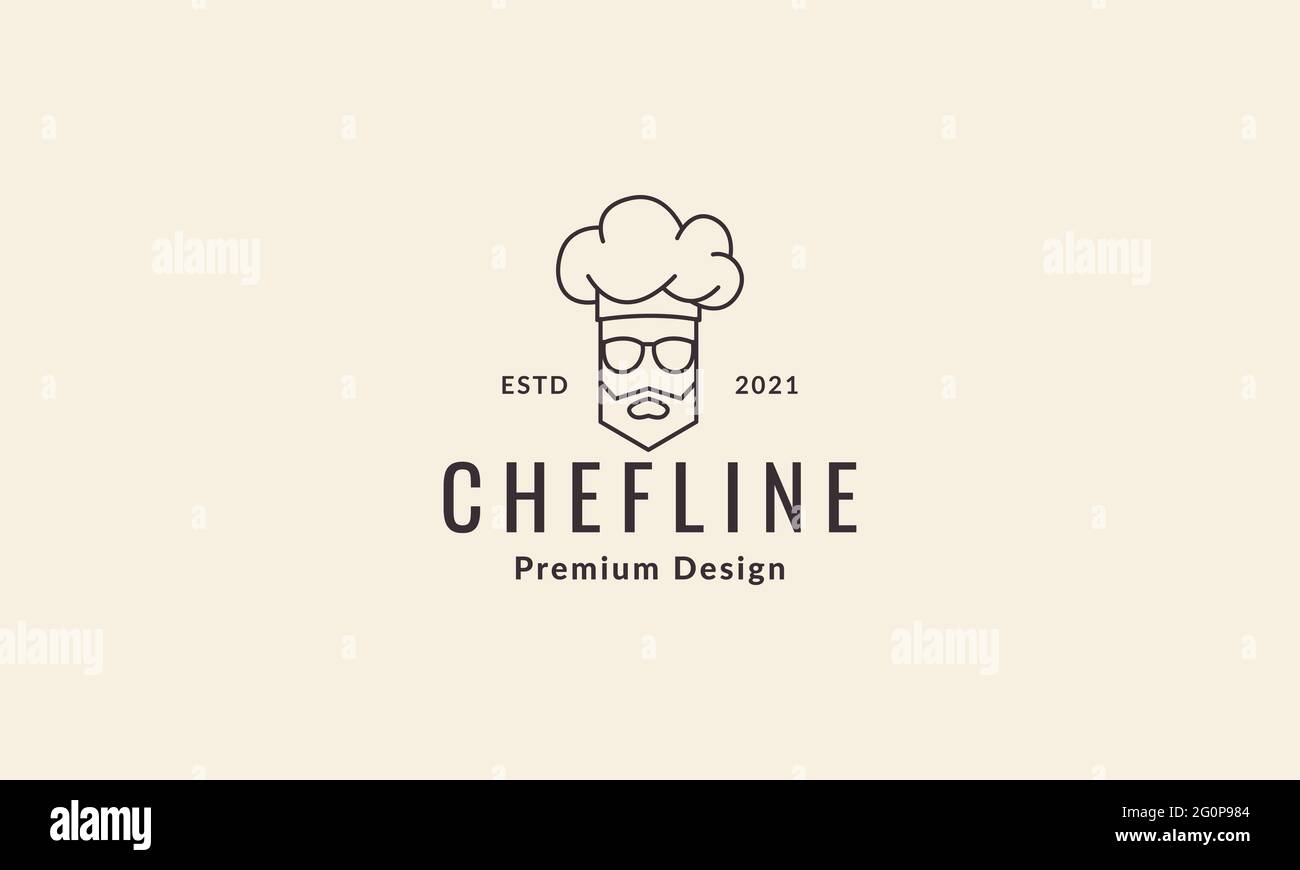 old man chef lignes vintage logo symbole vecteur icône illustration design graphique Illustration de Vecteur