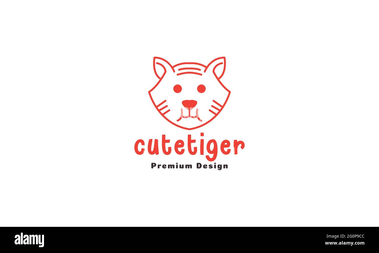 adorable tête d'animal petit tigre logo symbole vecteur icône illustration graphique design Illustration de Vecteur